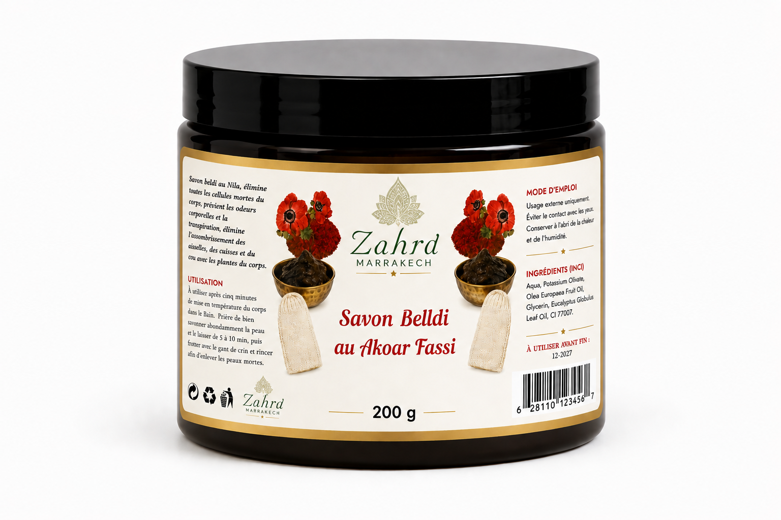 Moroccan black soap with poppy